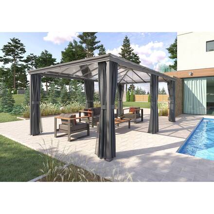 Freestanding Pergola BELIZE Graphite 3.6 x 6 m - Structure in aluminum and polycarbonate