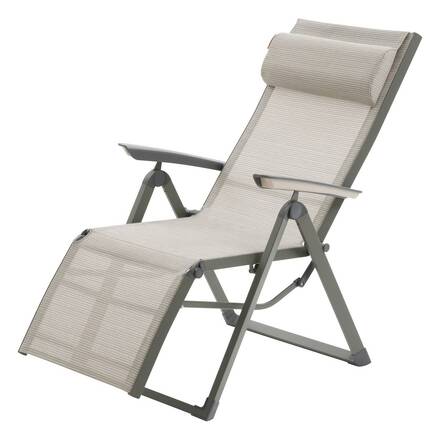 Garden recliner DECIMA Olive green / Laurel green 8 positions - Epoxy-treated aluminum, Texaline