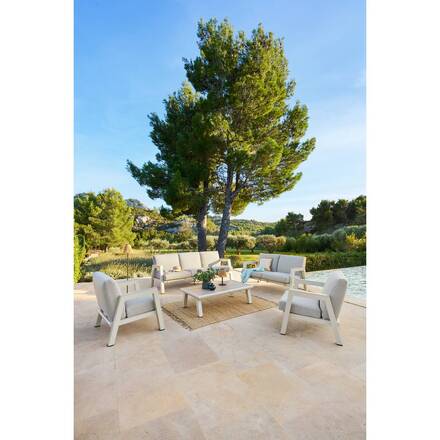 Garden lounge set AXIOME Beige / Clay 5 seats - Epoxy-treated aluminum, Olefin