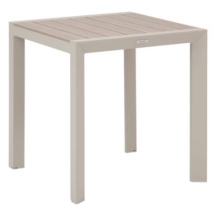 Garden table ÉVASION Wood effect linen / Clay 2 seats - Epoxy-treated aluminum, Wood-effect aluminum slats