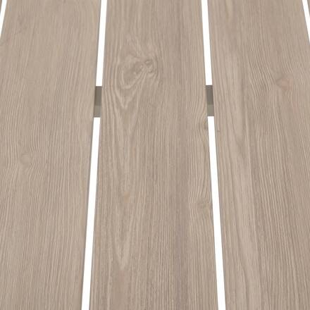 Garden table ÉVASION Wood effect linen / Clay 2 seats - Epoxy-treated aluminum, Wood-effect aluminum slats