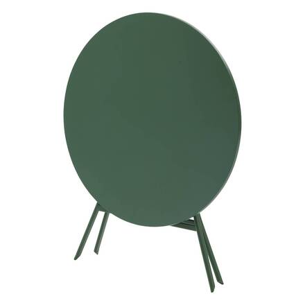 Round folding garden table GREENSBORO Olive green 4 seats - Epoxy treated steel, Reinforced anti-rust treatment