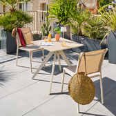 Square garden table TERZANO Vanilla & Clay 2-seater - Epoxy-treated aluminum Vanilla / Clay
