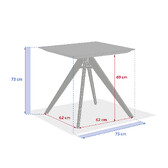 Square garden table TERZANO Vanilla & Clay 2-seater - Epoxy-treated aluminum Vanilla / Clay