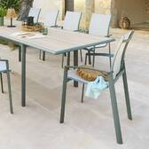 Stackable garden chair with arms AXANT Olive green / Laurel green Epoxy-treated aluminum, Texaline Olive Green / Laurel Green