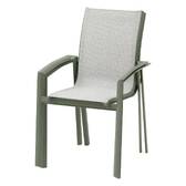 Stackable garden chair with arms AXANT Olive green / Laurel green Epoxy-treated aluminum, Texaline Olive Green / Laurel Green