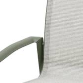 Stackable garden chair with arms AXANT Olive green / Laurel green Epoxy-treated aluminum, Texaline Olive Green / Laurel Green