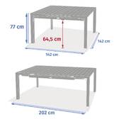 Square garden table EVASION wood effect Honey / Graphite 10 seats - Epoxy-treated aluminum, wood-effect aluminum slats Wood Effect Honey / Graphite