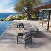 Rectangular lift-up garden table SALIMIA Graphite / Honey 150 x 80 x 69 cm - Epoxy-coated aluminum Graphite / Honey