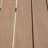 Garden table ÉVASION Wood effect Honey / Graphite 8 seats - Epoxy-treated aluminum, wood-effect aluminum slats Wood Effect Honey / Graphite