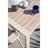 Garden table ÉVASION Wood effect linen / Clay 2 seats - Epoxy-treated aluminum, Wood-effect aluminum slats Wood Effect Linen / Clay