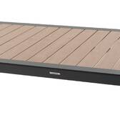 Garden table ÉVASION Wood effect honey / Graphite 8 seats - Epoxy-treated aluminum, wood-effect aluminum slats Wood Effect Honey / Graphite