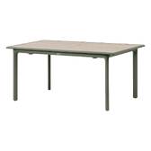 Garden table DILORS Wood effect linen / Laurel green 10 seats - Epoxy-coated aluminum Wood Effect Linen / Laurel Green