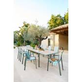 Garden table DILORS Wood effect linen / Laurel green 10 seats - Epoxy-coated aluminum Wood Effect Linen / Laurel Green