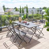 Rectangular folding garden table GREENSBORO Graphite 6 seats - Epoxy treated steel, Reinforced anti-rust treatment Graphite