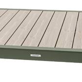 Sliding extendable garden table ÉVASION Wood effect Linen / Laurel green 10 seats - Epoxy-treated aluminum, wood-effect aluminum slats Wood Effect Linen / Laurel Green