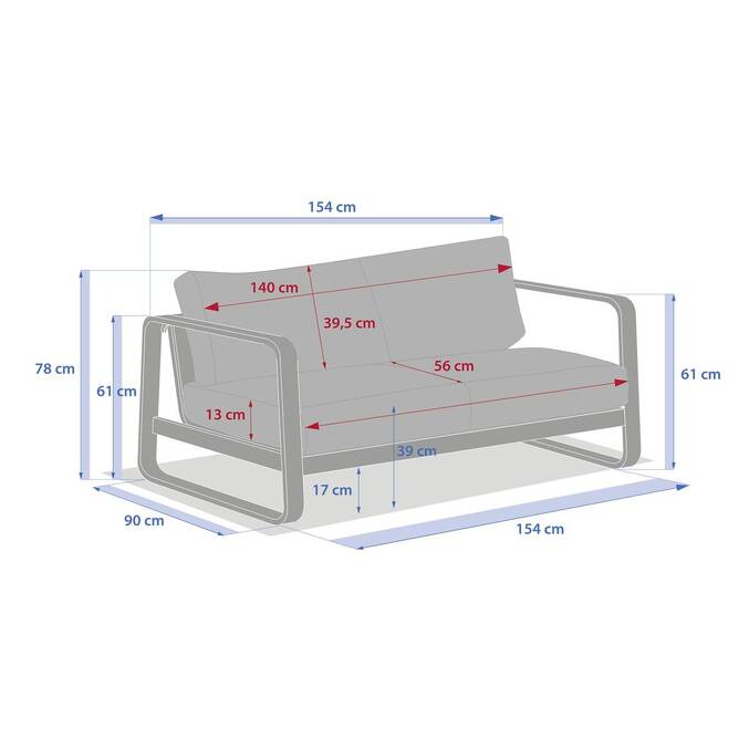 Garden sofa DOMILLY Coffee 2-seater - Epoxy-treated aluminum, Olefin Coffee