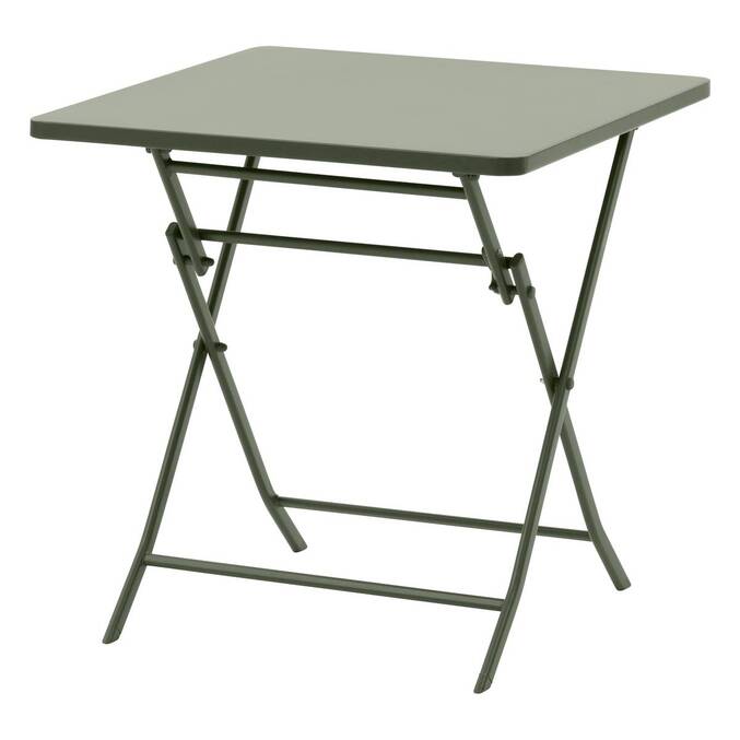 Square folding garden table GREENSBORO Laurel green 2 seats - Epoxy-treated steel, Reinforced anti-rust treatment Laurel
