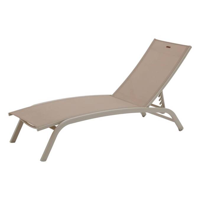 Sun lounger BONAO Linen / Clay 2 wheels - Epoxy-coated aluminum, Texaline Linen / Clay