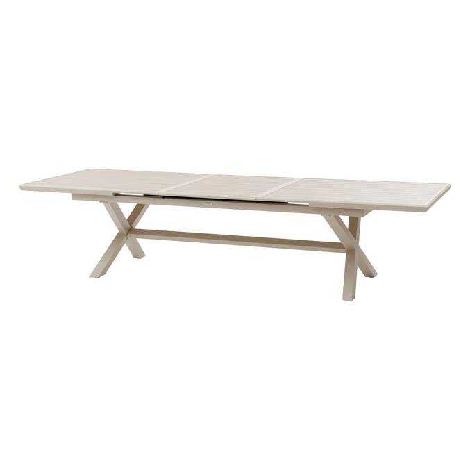 Extendable garden table AXIOME Wood effect linen / Clay 12 seats - Epoxy-coated aluminum3814