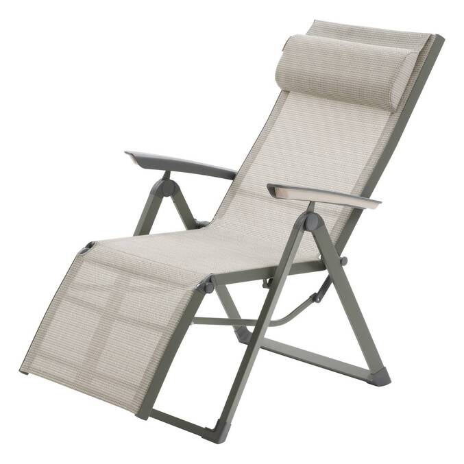 Garden recliner DECIMA Olive green / Laurel green 8 positions - Epoxy-treated aluminum, Texaline3804