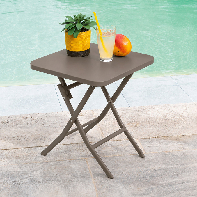 Square garden side table GREENSBORO Coffee 40 x 40 cm - Steel, Reinforced Anti-Rust Treatment Coffee