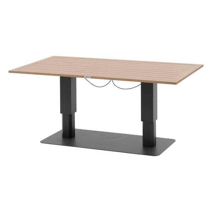 Rectangular lift-up garden table SALIMIA Graphite / Honey 150 x 80 x 69 cm - Epoxy-coated aluminum Graphite / Honey