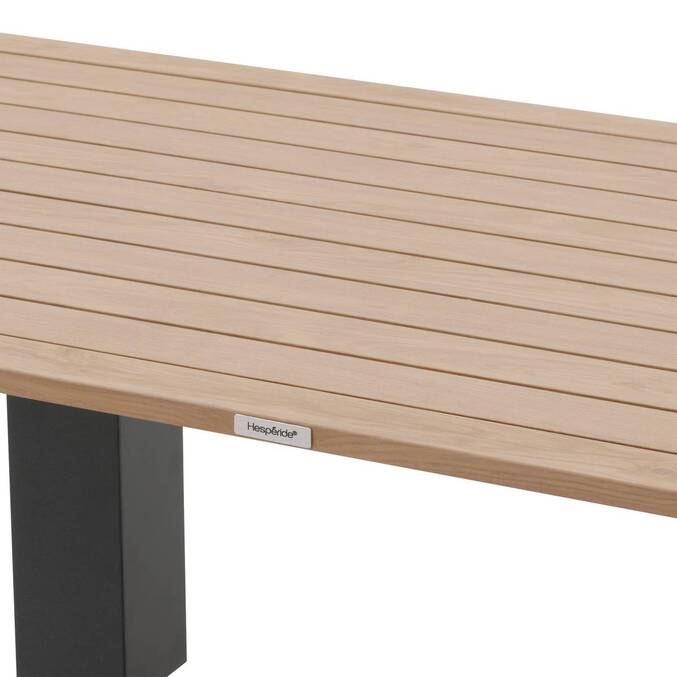 Rectangular lift-up garden table SALIMIA Graphite / Honey 150 x 80 x 69 cm - Epoxy-coated aluminum Graphite / Honey