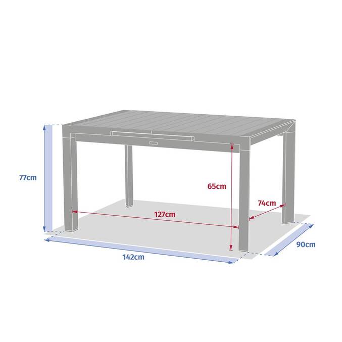 Garden table ÉVASION Wood effect Honey / Graphite 8 seats - Epoxy-treated aluminum, wood-effect aluminum slats Wood Effect Honey / Graphite
