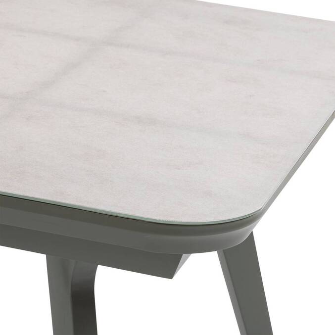 Extendable garden table PULPY Laurel green / Granite Grey 12 seats - Epoxy-treated aluminum, Ceramic-coated glass Laurel Green / Granite Grey