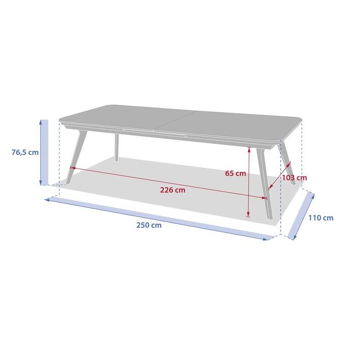 Extendable garden table PULPY Laurel green / Granite Grey 12 seats - Epoxy-treated aluminum, Ceramic-coated glass Laurel Green / Granite Grey