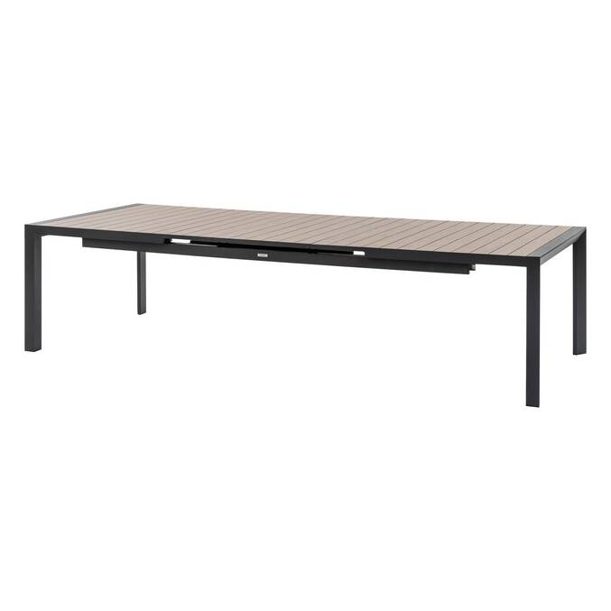 Extendable garden table ÉVASION Wood effect honey / Graphite 14 seats - Epoxy-treated aluminum, Wood-effect aluminum slats3801