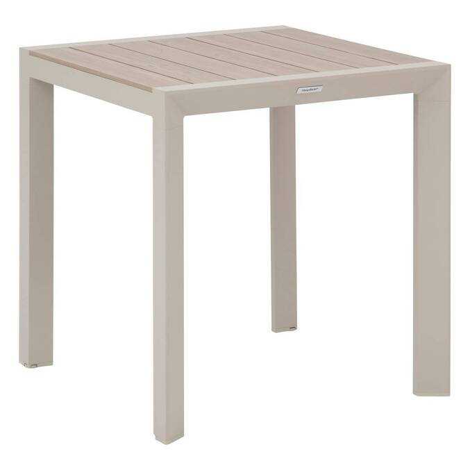 Garden table ÉVASION Wood effect linen / Clay 2 seats - Epoxy-treated aluminum, Wood-effect aluminum slats Wood Effect Linen / Clay