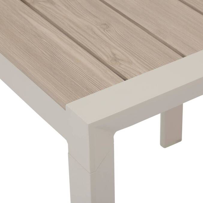 Garden table ÉVASION Wood effect linen / Clay 2 seats - Epoxy-treated aluminum, Wood-effect aluminum slats Wood Effect Linen / Clay