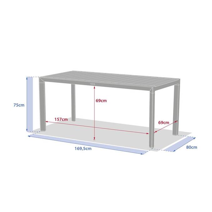 Garden table ÉVASION Wood effect Honey / Graphite 6 seats - Epoxy-treated aluminum, wood-effect aluminum slats Wood Effect Honey / Graphite