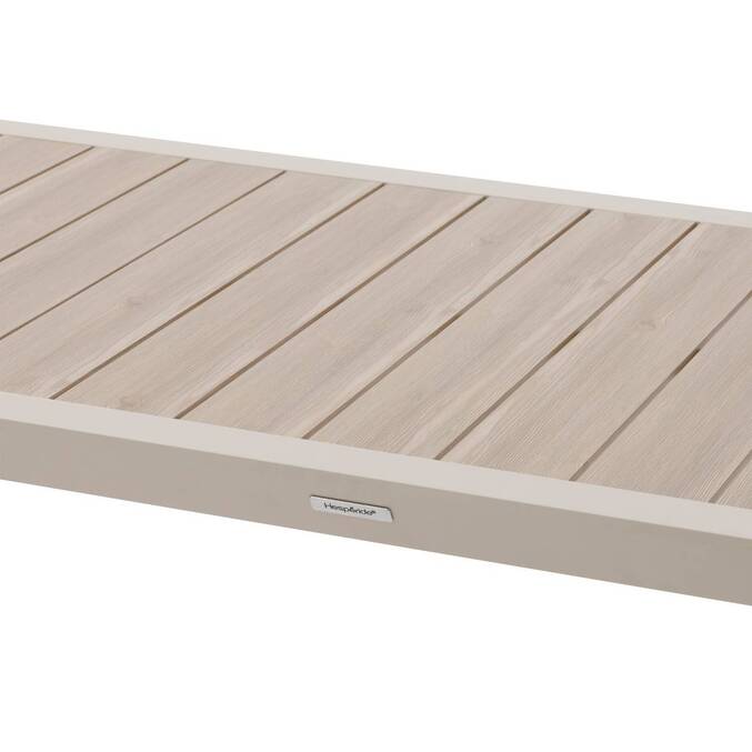 Garden table ÉVASION Wood effect Linen / Clay 6 seats - Epoxy-treated aluminum, wood-effect aluminum slats Wood Effect Linen / Clay