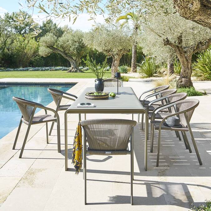Garden table DOMILLY Coffee 10 seats - Epoxy-coated aluminum Coffee