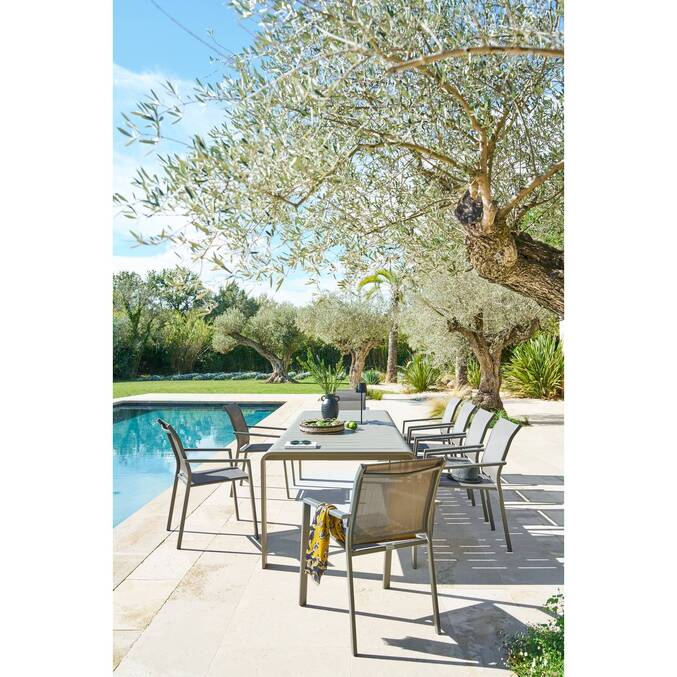 Garden table DOMILLY Coffee 10 seats - Epoxy-coated aluminum Coffee