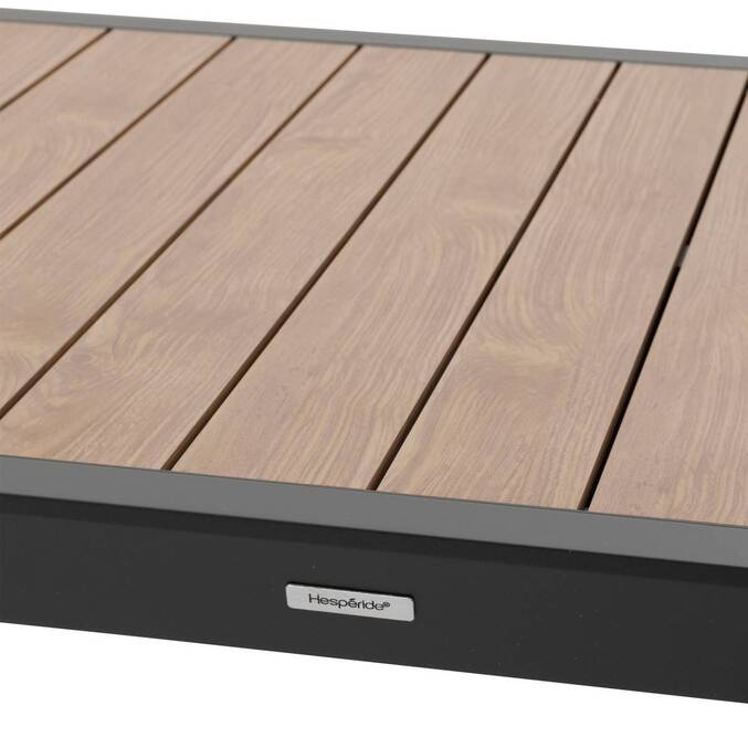 Sliding extendable garden table ÉVASION Wood effect Honey / Graphite 10 seats - Epoxy-treated aluminum, wood-effect aluminum slats Wood Effect Honey / Graphite