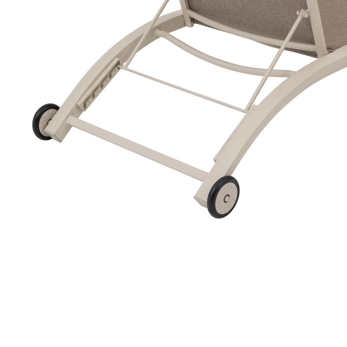Sun lounger JIMANI Badianne / Clay 2 wheels - Epoxy-coated aluminum, Texaline Star Anise / Clay