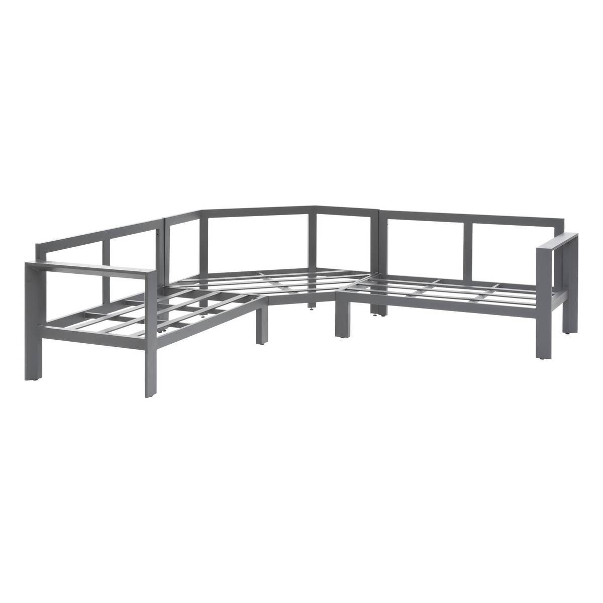 Garden corner sofa ÉVASION Graphite / Honey 5 seats - Epoxy-treated aluminum, Olefin Graphite / Honey