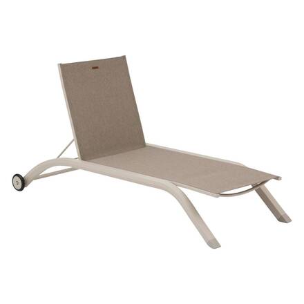 Sun lounger JIMANI Badianne / Clay 2 wheels - Epoxy-coated aluminum, Texaline