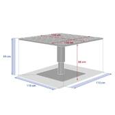 Square lift-up garden table SALIMIA Graphite / Honey 110 x 110 x 69 cm - Epoxy-coated aluminum Graphite / Honey