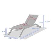 Sun lounger JIMANI Anthracite / Graphite 2 wheels - Epoxy-coated aluminum, Texaline Anthracite / Graphite