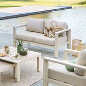 Garden sofa ÉVASION Clay 2-seater - Epoxy-treated aluminum, Olefin Clay