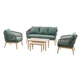 Garden lounge set ORISSA Olive green 5 seats - Epoxy-coated steel, Polyester Olive green