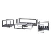 Rotating garden lounge set ALLURE Graphite 5 seats - Epoxy-treated aluminum, Polyester Grey / Graphite
