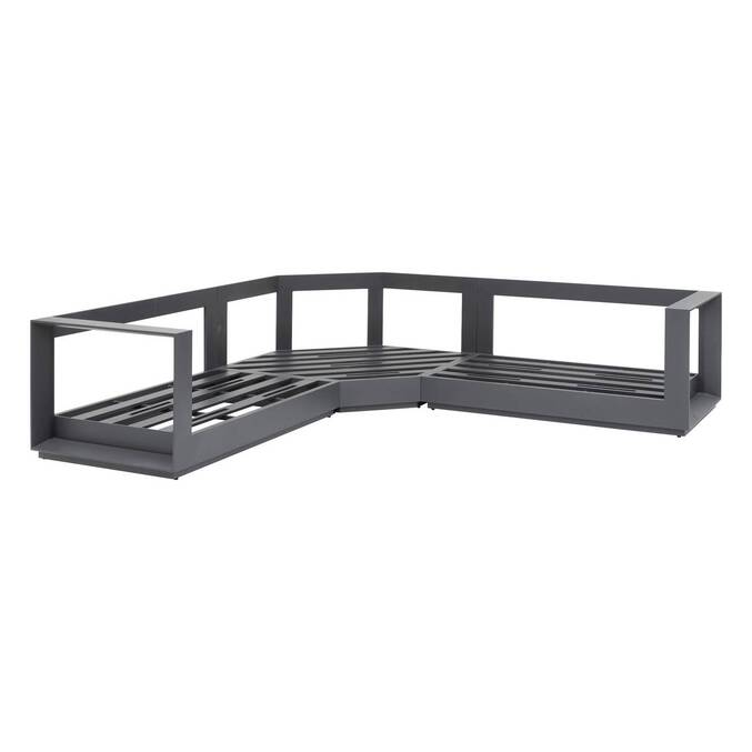 Garden corner sofa ALLURE Graphite 5 seats - Epoxy-treated aluminum, Polyester Grey / Graphite