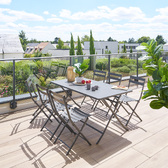 Rectangular garden table set Graphite and 6 stackable chairs GREENSBORO 1 garden table with a rectangular top for 6 seats and 6 stackable chairs Graphite