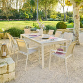 Garden table ÉVASION Linen & Clay + 8 ESSENTIA chairs 1 garden table for 8 seats and 8 stackable chairs Linen / Clay